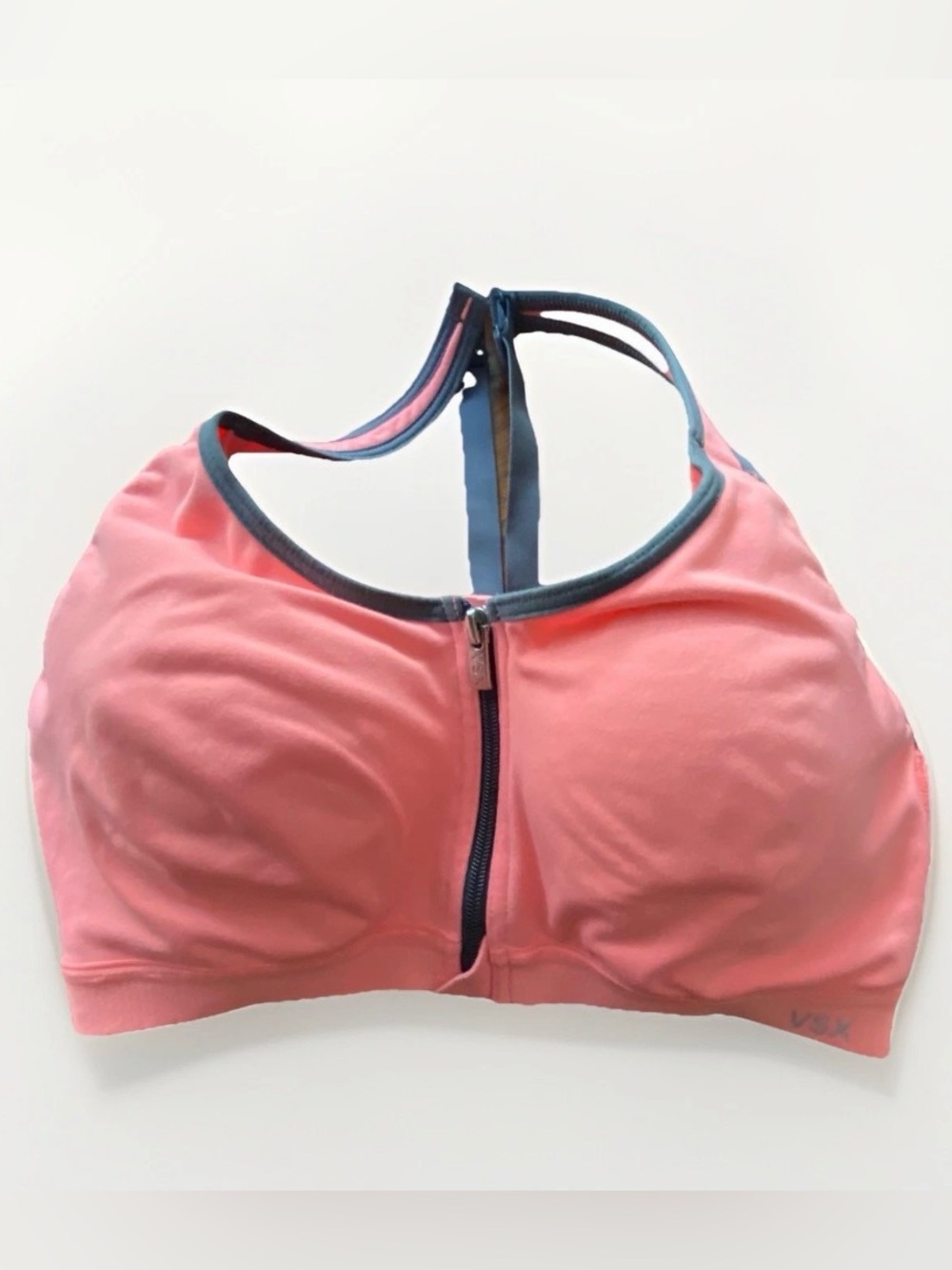 Victoria's Secret VSX Sports Bra 32C Peach Front Zip Racerback Full Support